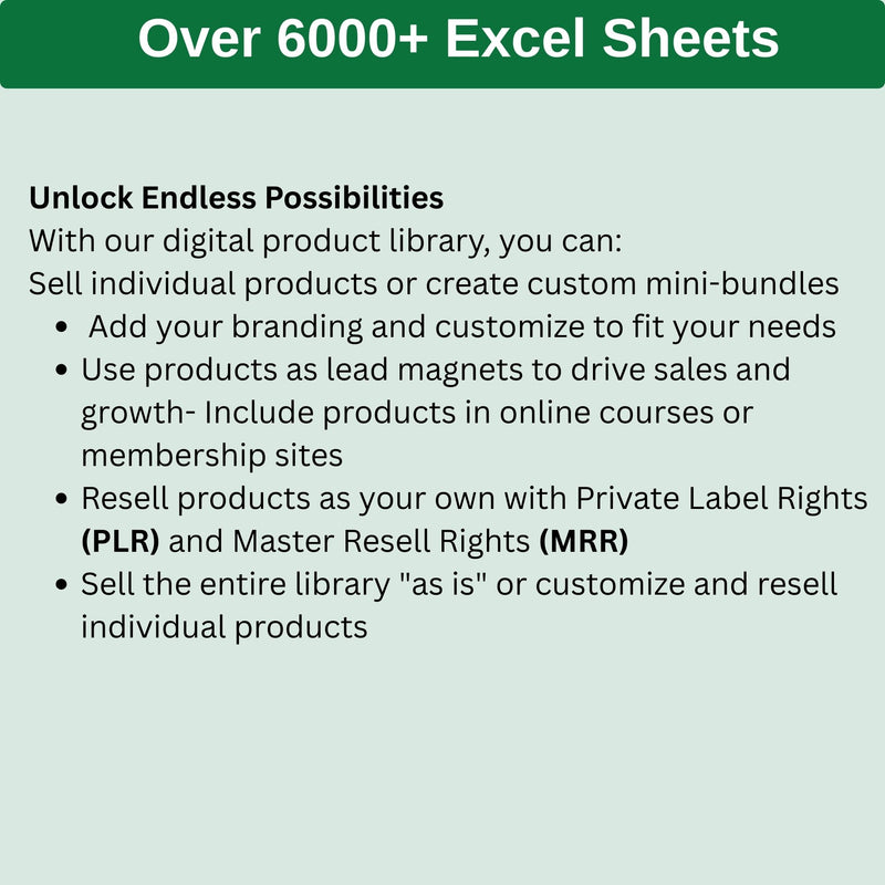 6000+ MRR PLR Excel Bundle Done For you