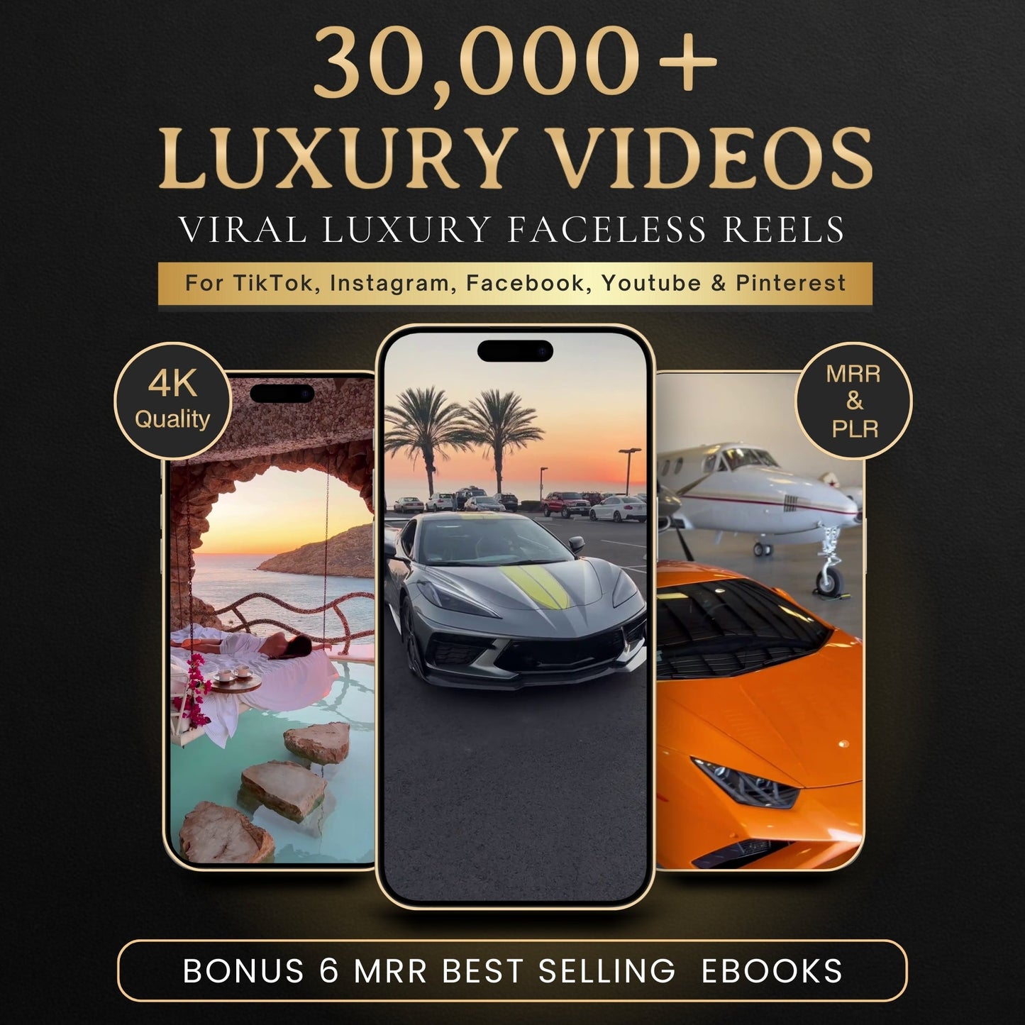 30,000 faceless luxury reels with PLR and MRR rights for TikTok and Instagram