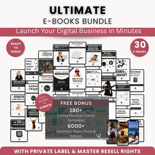 30 digital business ebooks bundle with PLR and MRR rights for resale