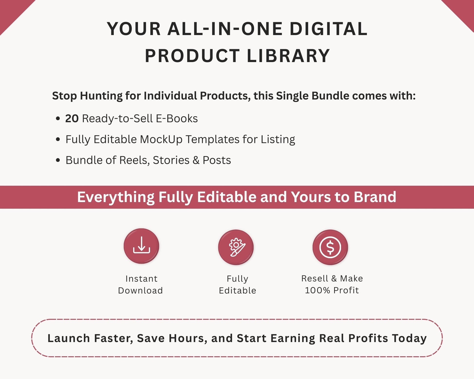 Digital business and marketing ebook topics included in the PLR bundle