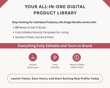 Digital business and marketing ebook topics included in the PLR bundle