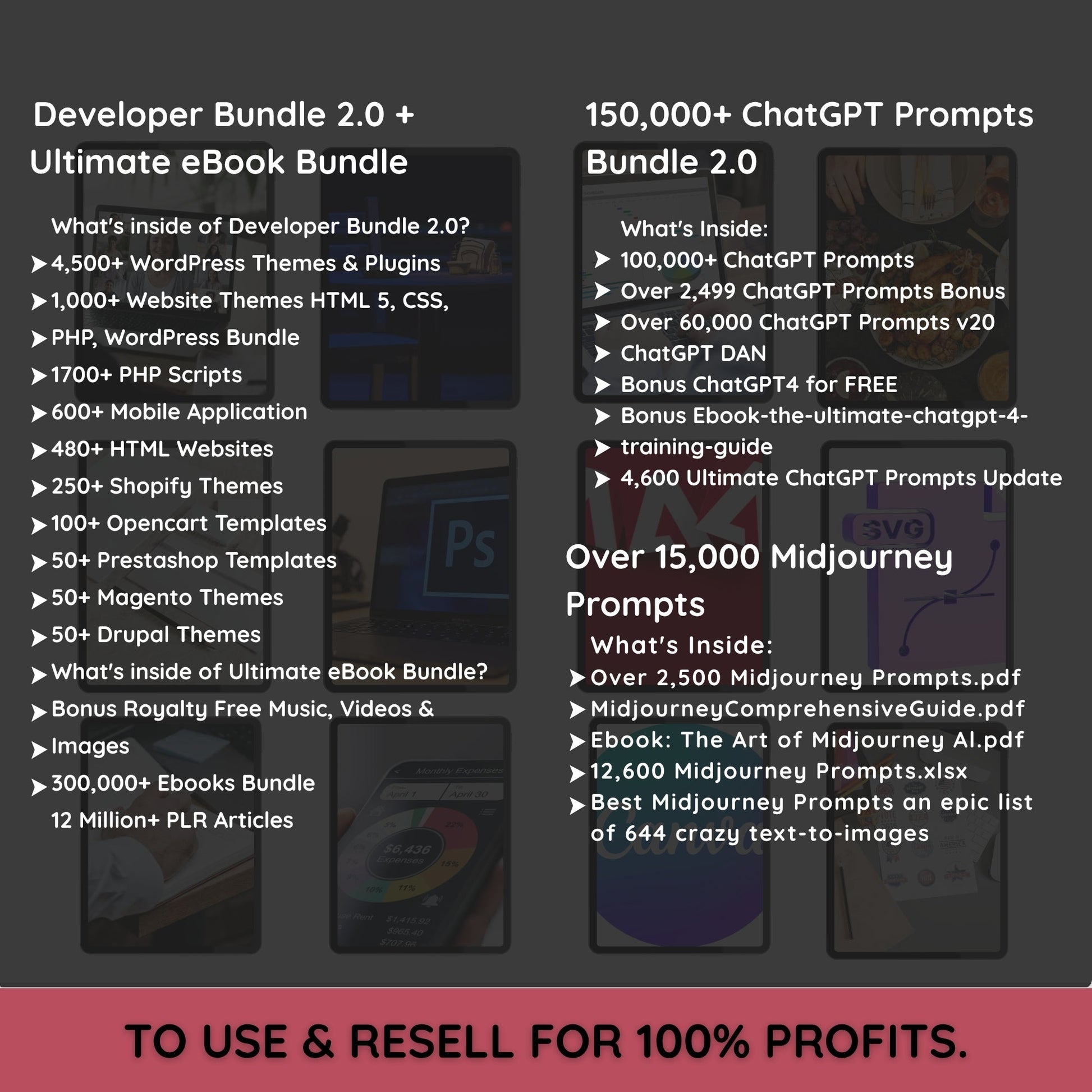 Preview of online courses, video tutorials, and training content included in the pack