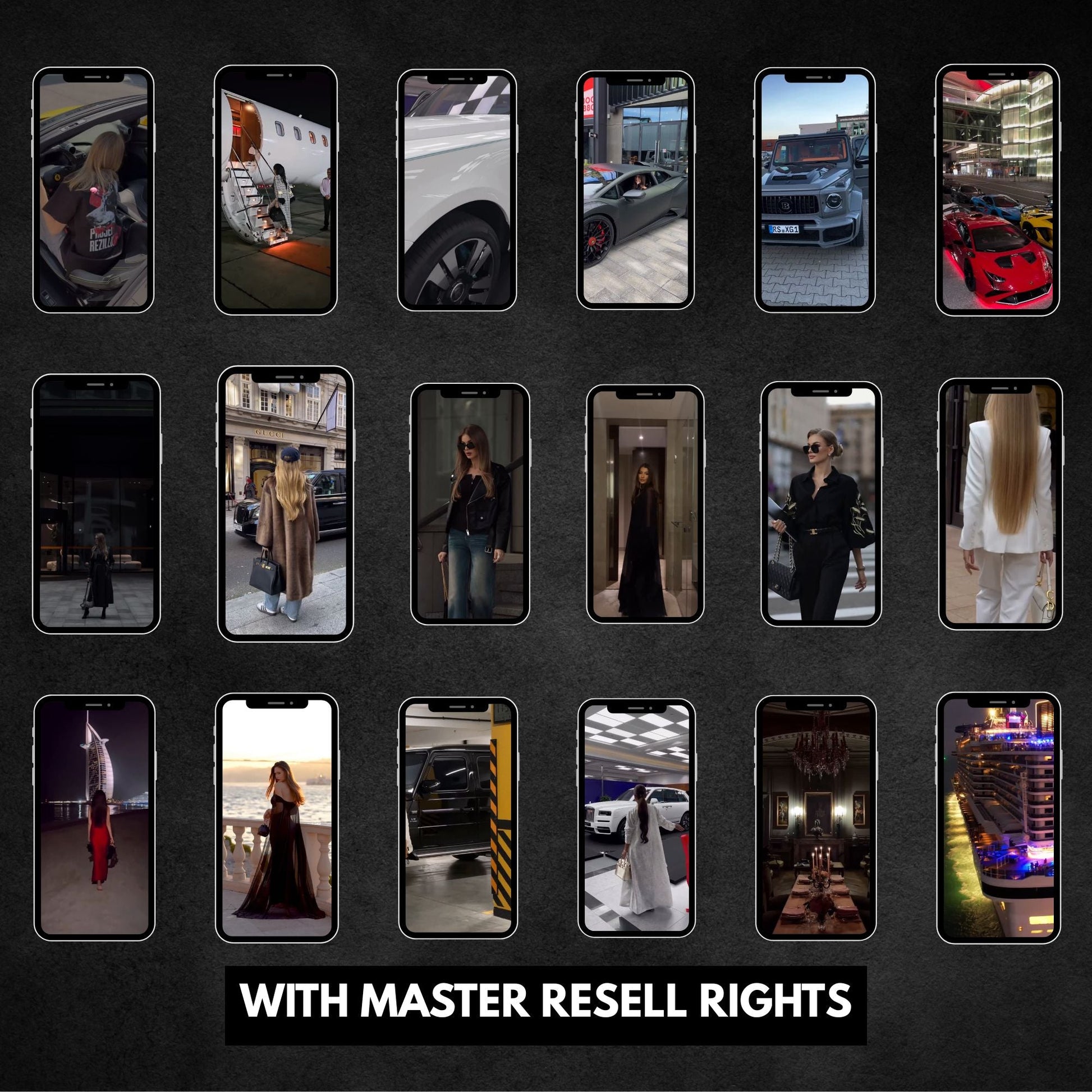 Assets for designer lifestyle content — bags, shoes, glam environment