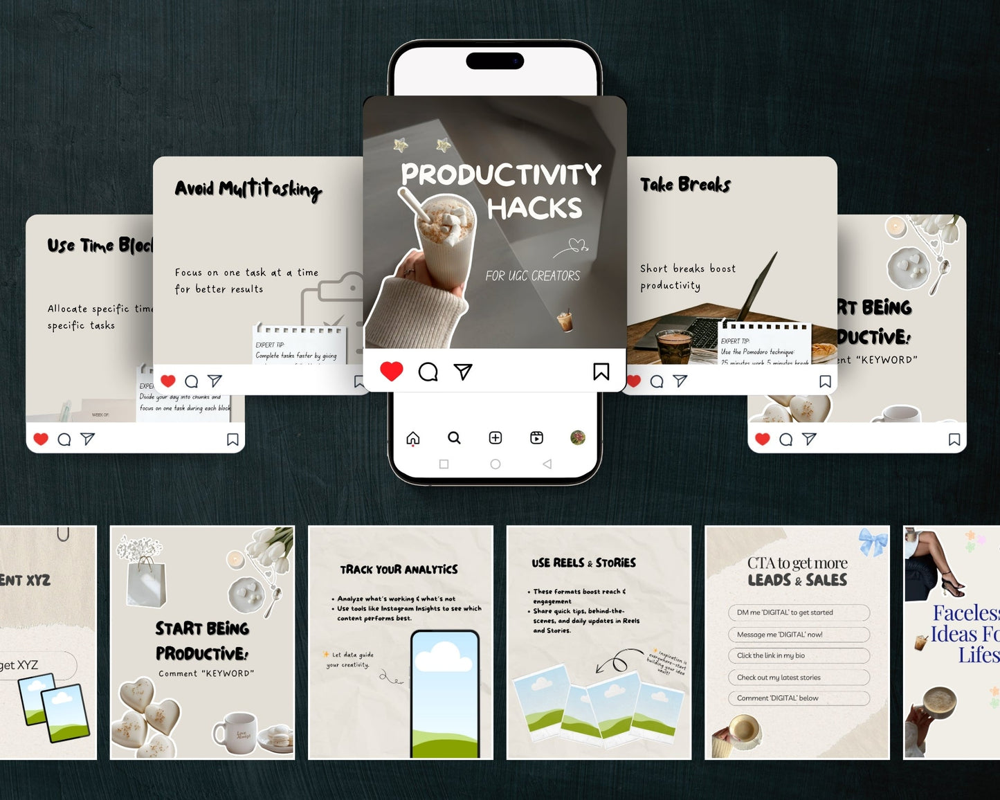Preview of faceless reels designed for TikTok Instagram and YouTube Shorts