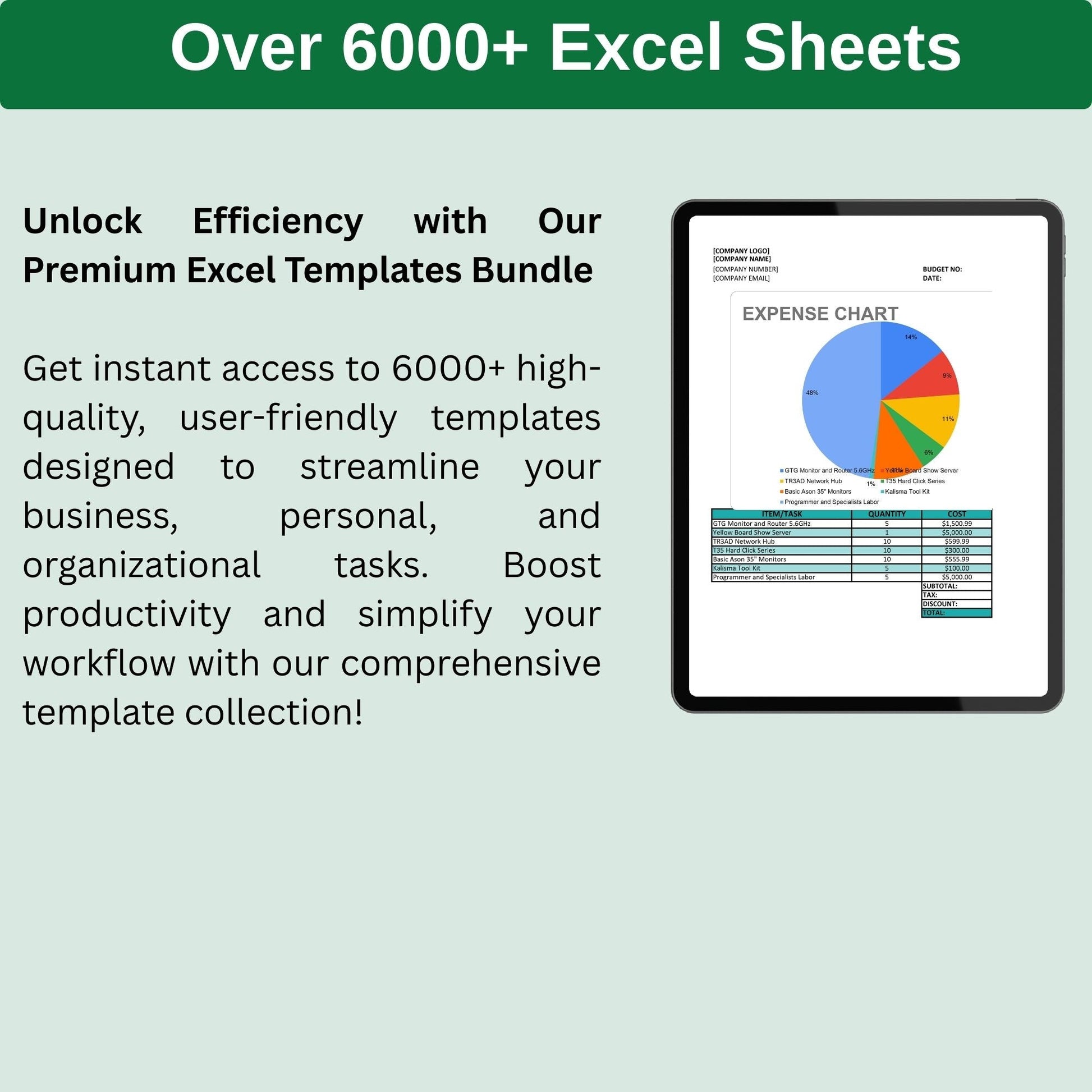 Downloadable Excel and Google Sheets templates bundle for digital product sellers and businesses
