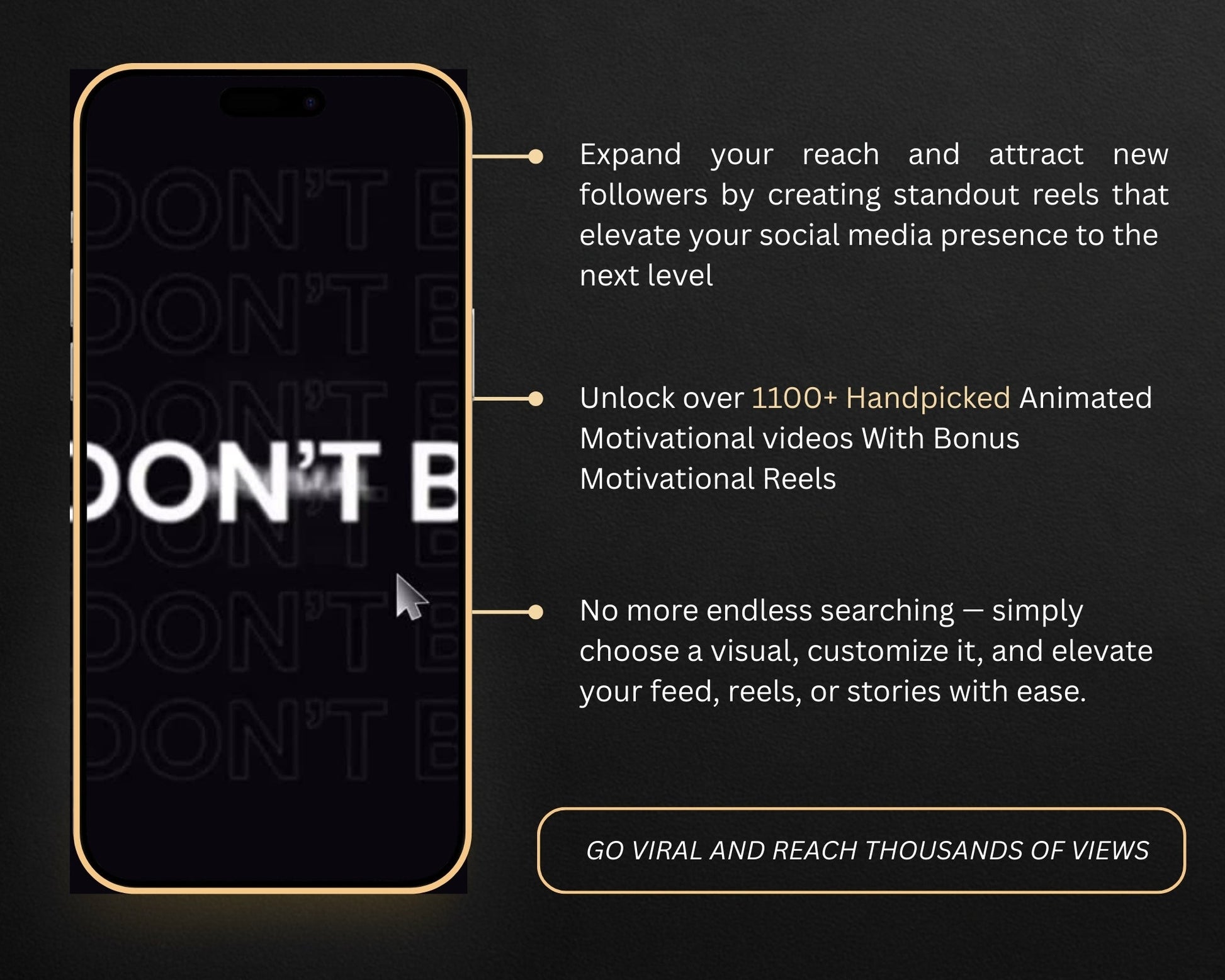 Inspiring quote displayed over a calming animated background for use in faceless reels bundle