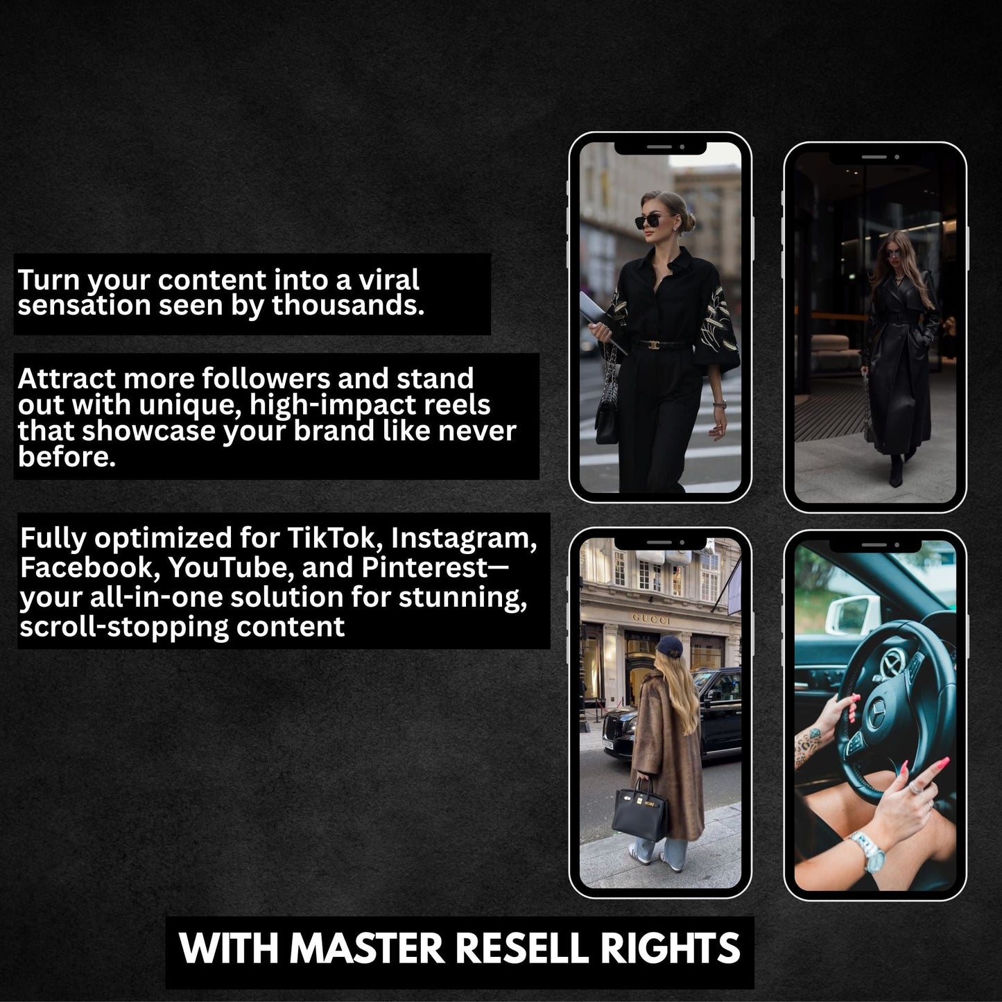 Downloadable luxury reels bundle for social media growth and resale