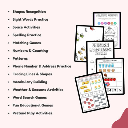 Printable counting and number worksheets for early math learning included in the bundle